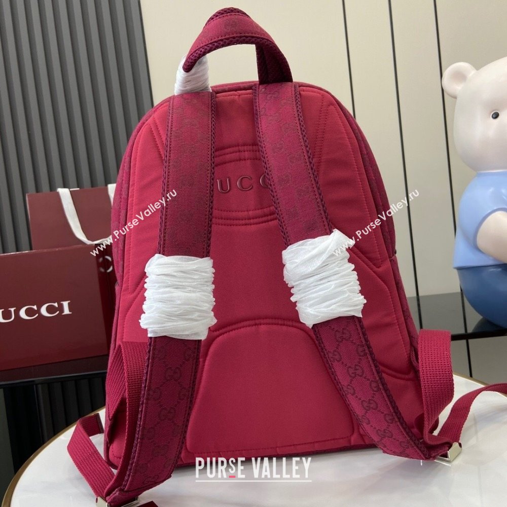 Gucci Mens GG Canvas Medium Backpack Bag with Gucci Logo Rosso Ancora Red 2024 ‎800265 (XLU-24093013)