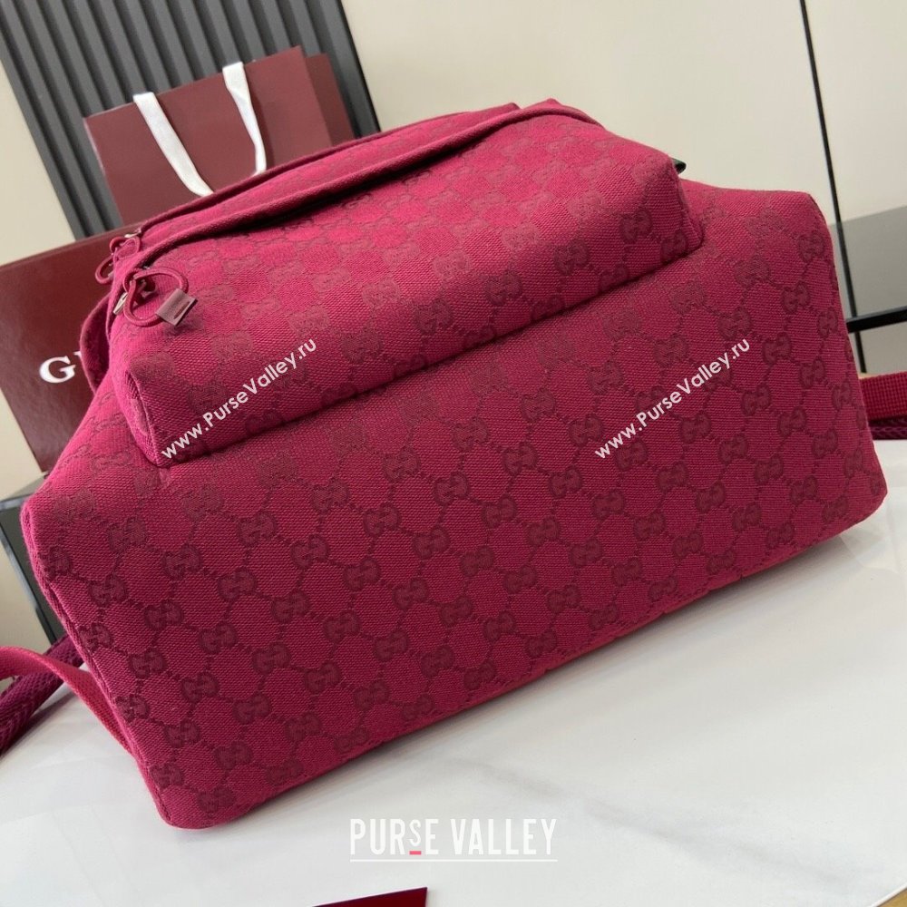 Gucci Mens GG Canvas Medium Backpack Bag with Gucci Logo Rosso Ancora Red 2024 ‎800265 (XLU-24093013)