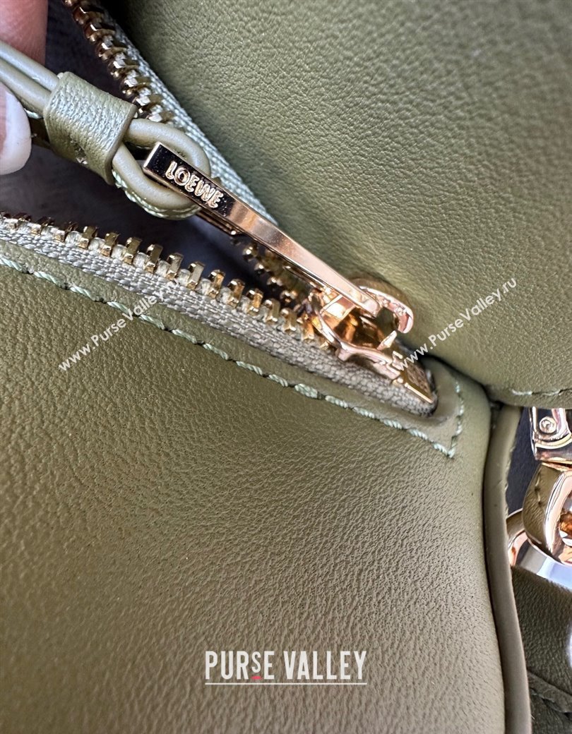 Loewe Small Puzzle bag in classic calfskin and suede Olive Green/Gold 2025 (No Charm) (YS-250925006)