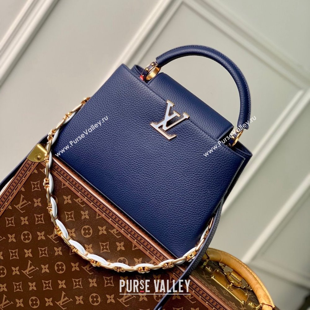 Louis Vuitton Capucines MM Bag in Taurillon Leather M23199 Blue 2024 (K-24030412)