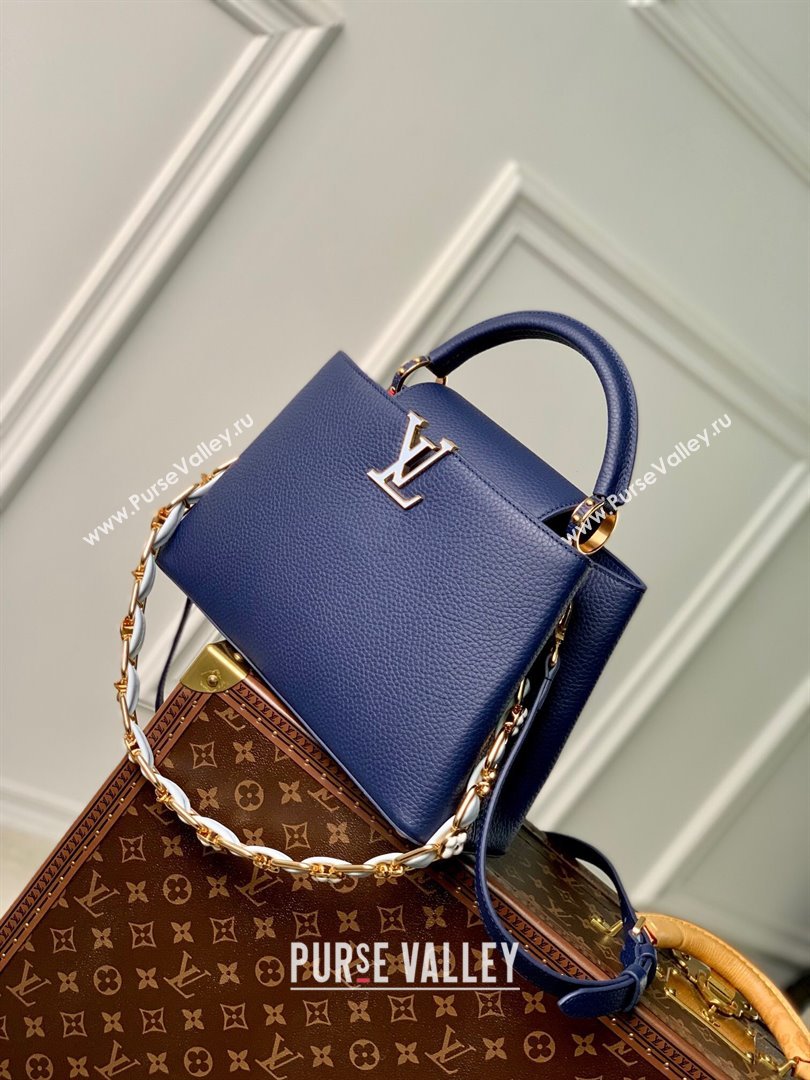 Louis Vuitton Capucines MM Bag in Taurillon Leather M23199 Blue 2024 (K-24030412)