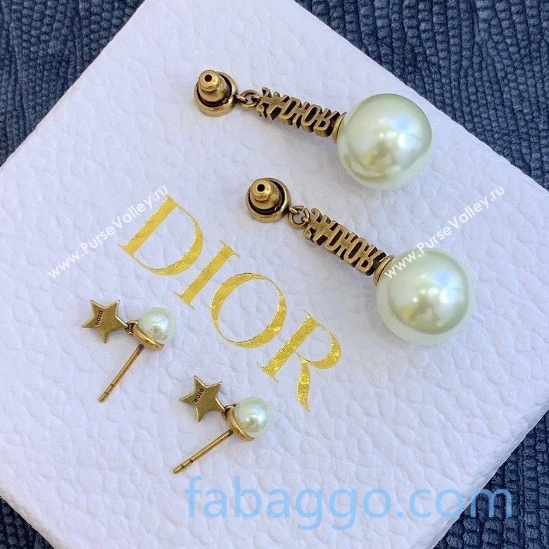 Dior JAdior Pearl Earrings Aged Gold/White 2020 (YF-20120864)