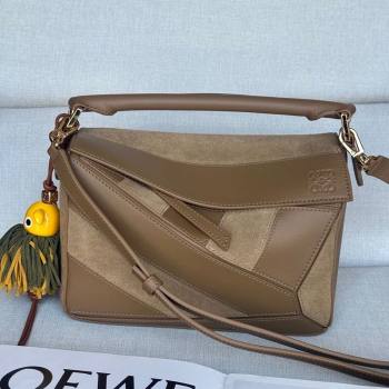 Loewe Small Puzzle bag in classic calfskin and suede Oak Brown 2025 (No Charm) (YS-250925007)