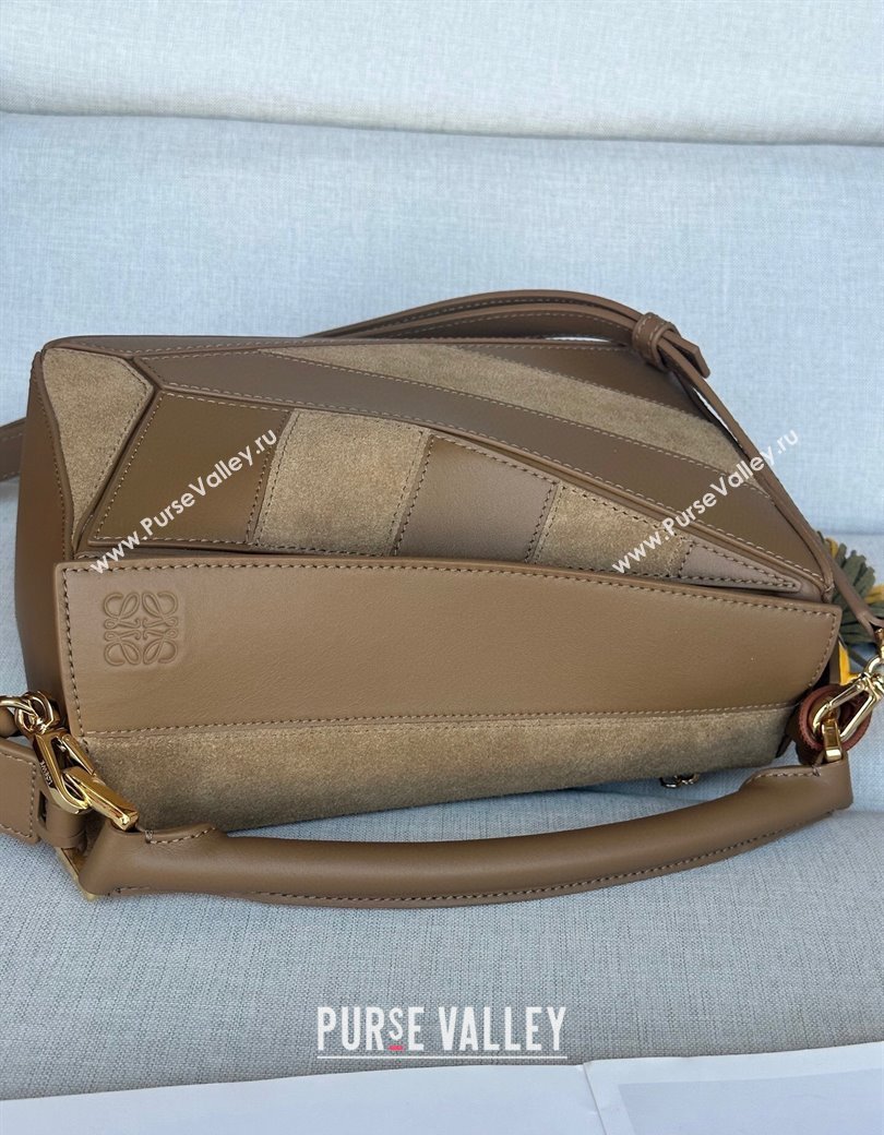 Loewe Small Puzzle bag in classic calfskin and suede Oak Brown 2025 (No Charm) (YS-250925007)