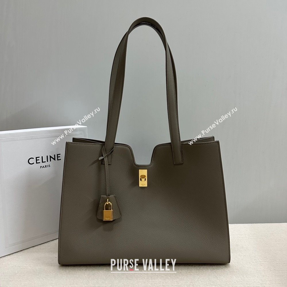 Celine Cabas 16 Tote Bag in Grainy Calfskin Dark Grey 2023 112583 (HF-23112104)