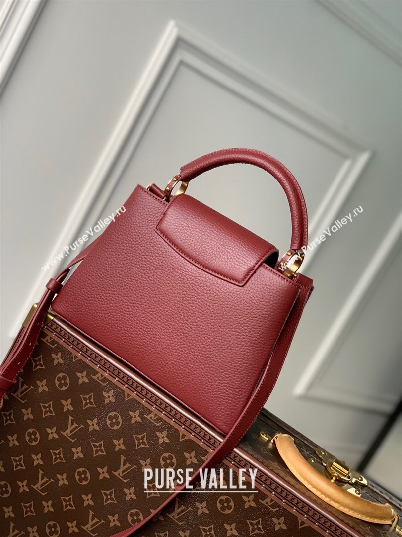Louis Vuitton Capucines BB Bag in Taurillon Leather M25128 Griotte/Burgundy 2024 (K-24030414)