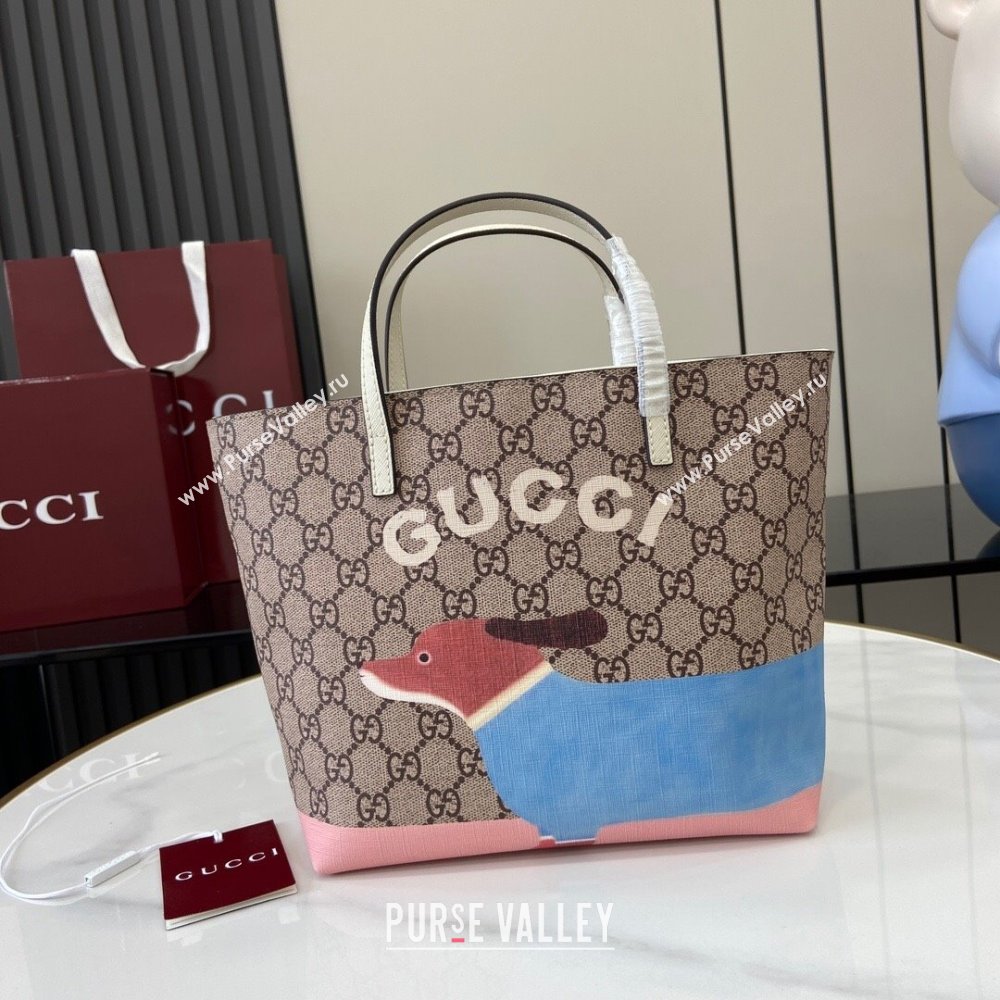 Gucci Childrens Dog Print Canvas Tote Bag 410812 Grey/White 2024 (XLU-24093020)