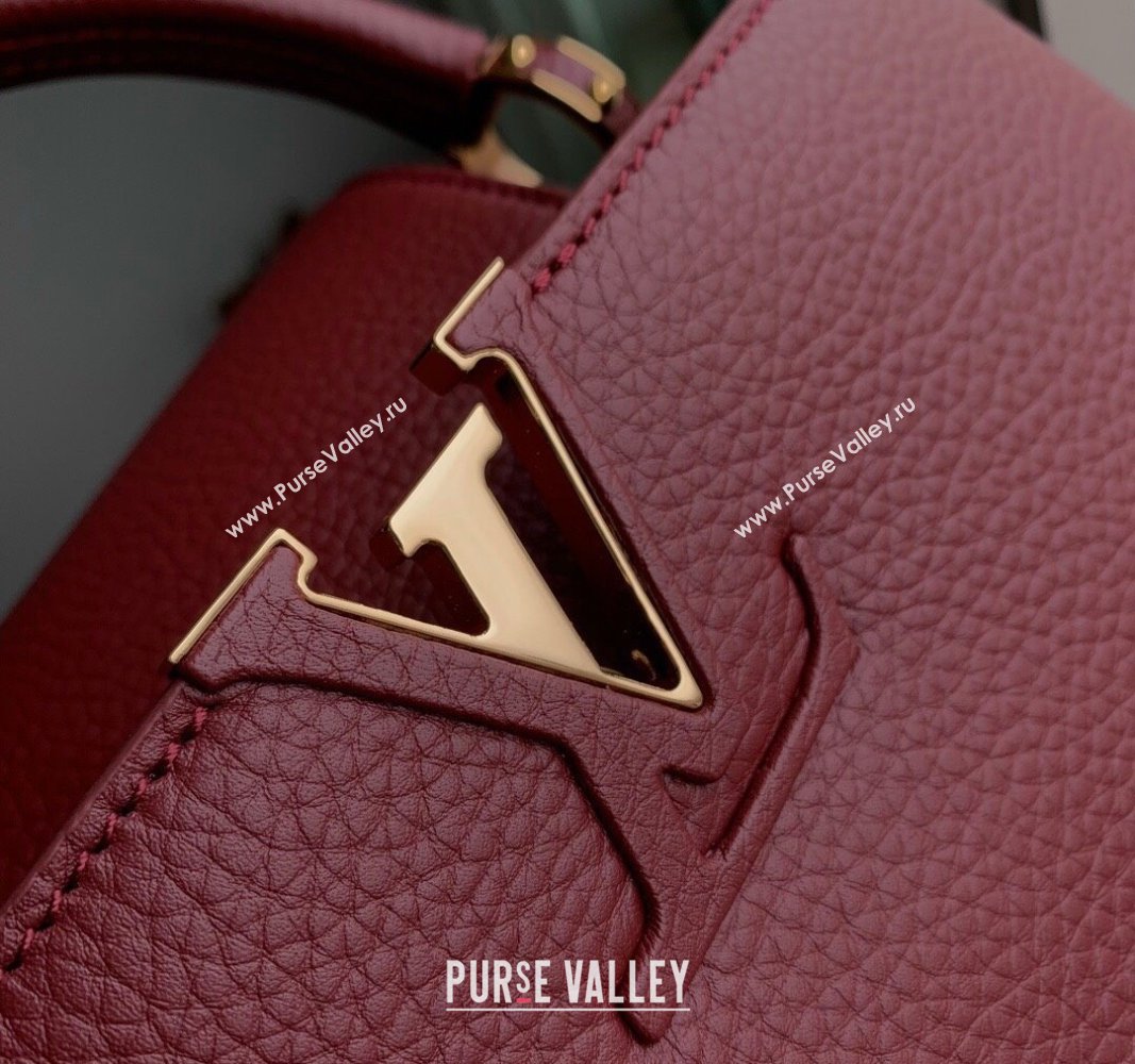 Louis Vuitton Capucines BB Bag in Taurillon Leather M25128 Griotte/Burgundy 2024 (K-24030414)