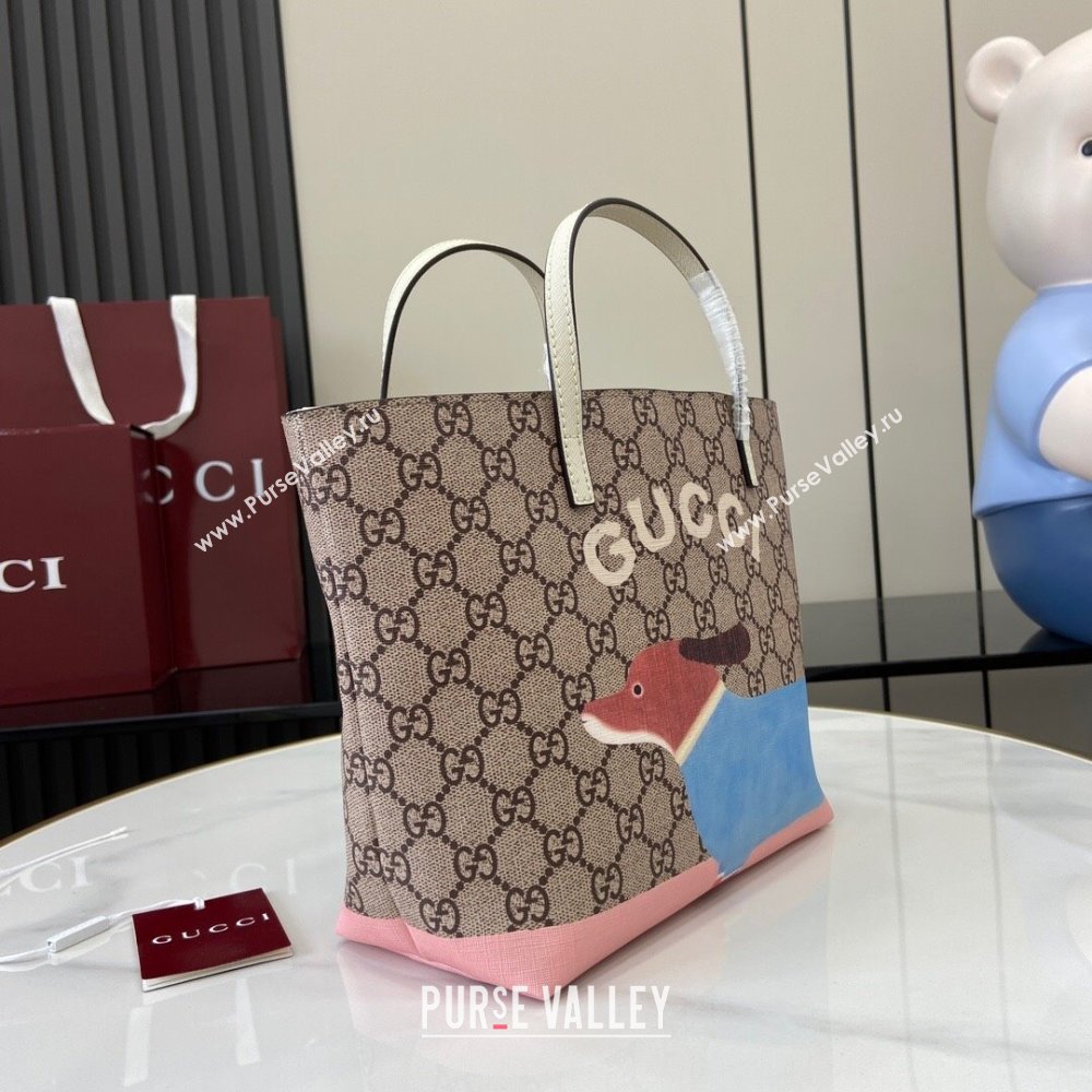 Gucci Childrens Dog Print Canvas Tote Bag 410812 Grey/White 2024 (XLU-24093020)