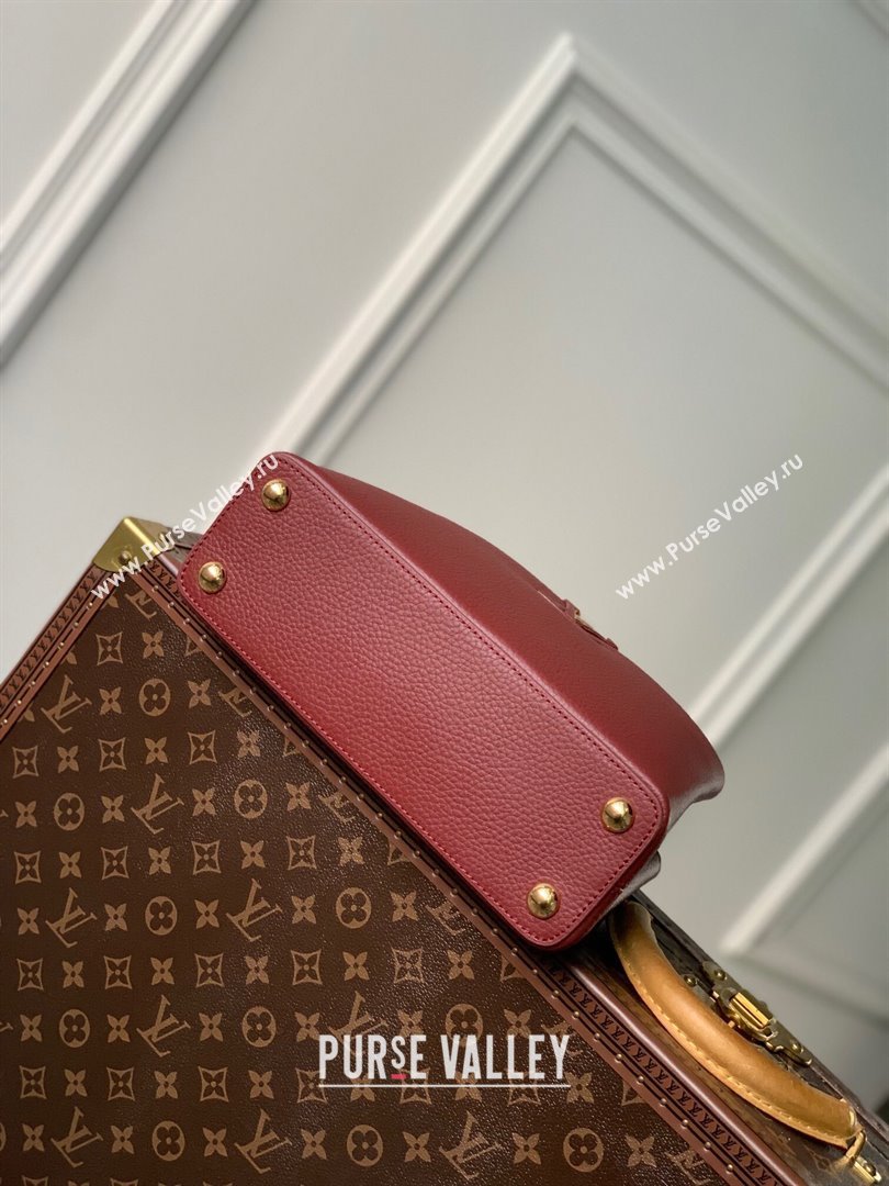 Louis Vuitton Capucines BB Bag in Taurillon Leather M25128 Griotte/Burgundy 2024 (K-24030414)