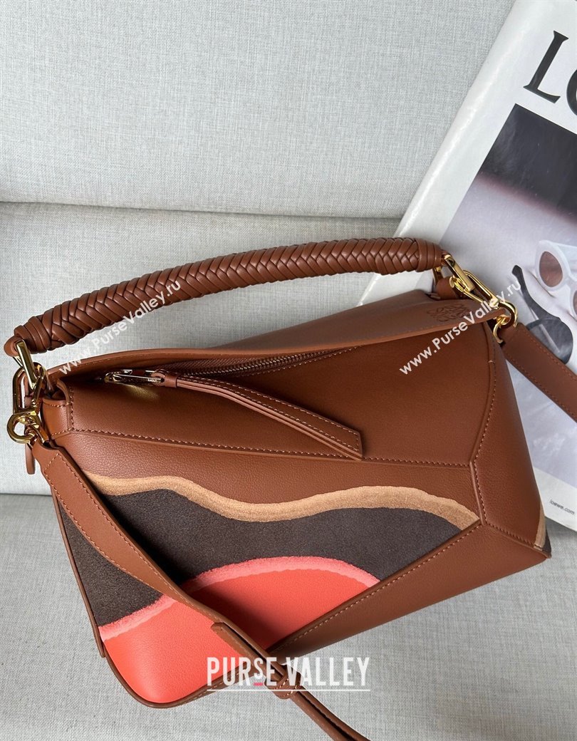 Loewe Small Puzzle Edge Landscape bag in nappa calfskin Pecan Brown 2025 ( No Charm) (YS-250925008)