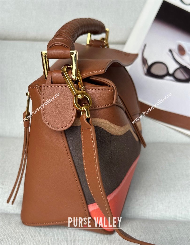 Loewe Small Puzzle Edge Landscape bag in nappa calfskin Pecan Brown 2025 ( No Charm) (YS-250925008)