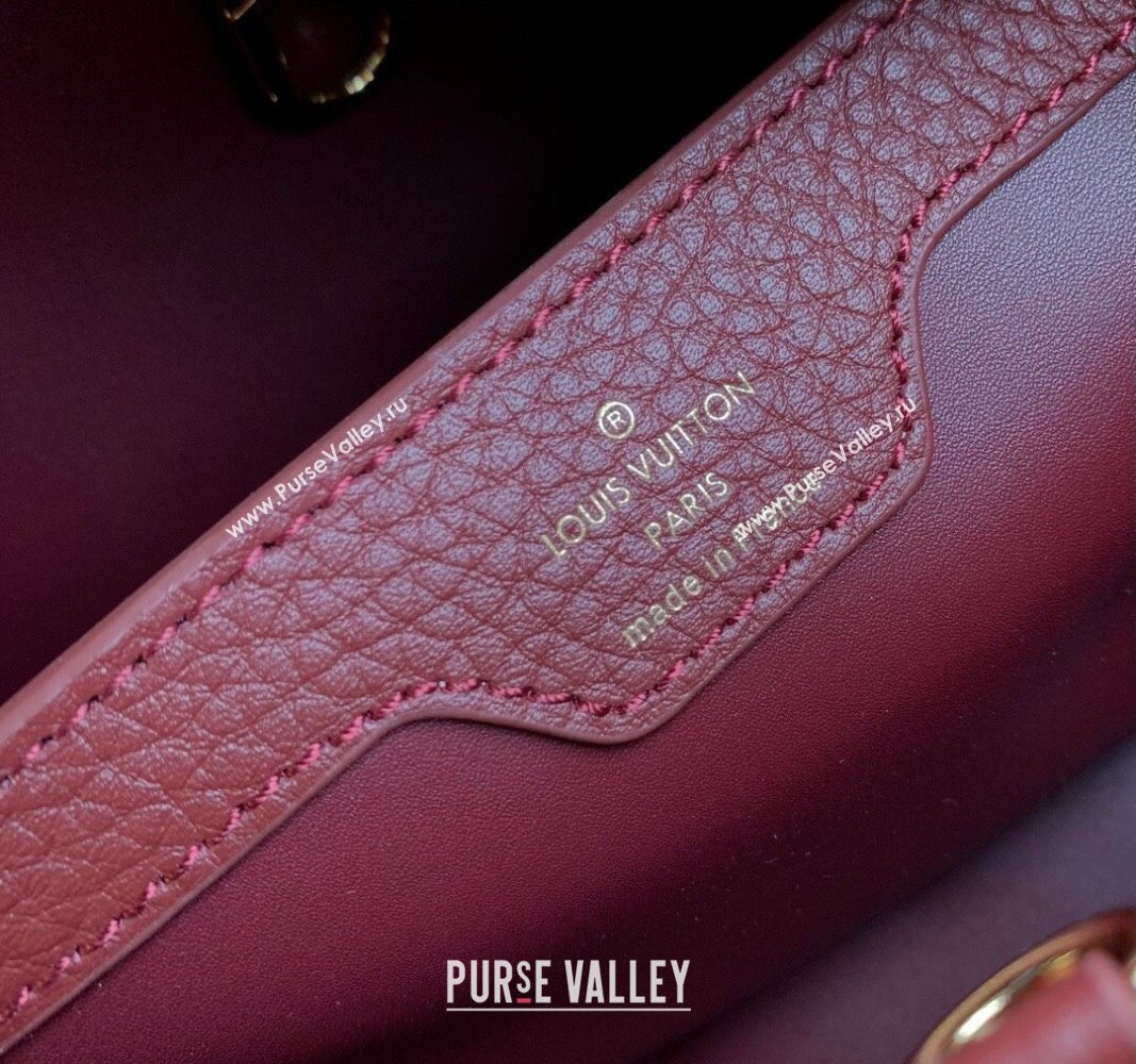 Louis Vuitton Capucines BB Bag in Taurillon Leather M25128 Griotte/Burgundy 2024 (K-24030414)