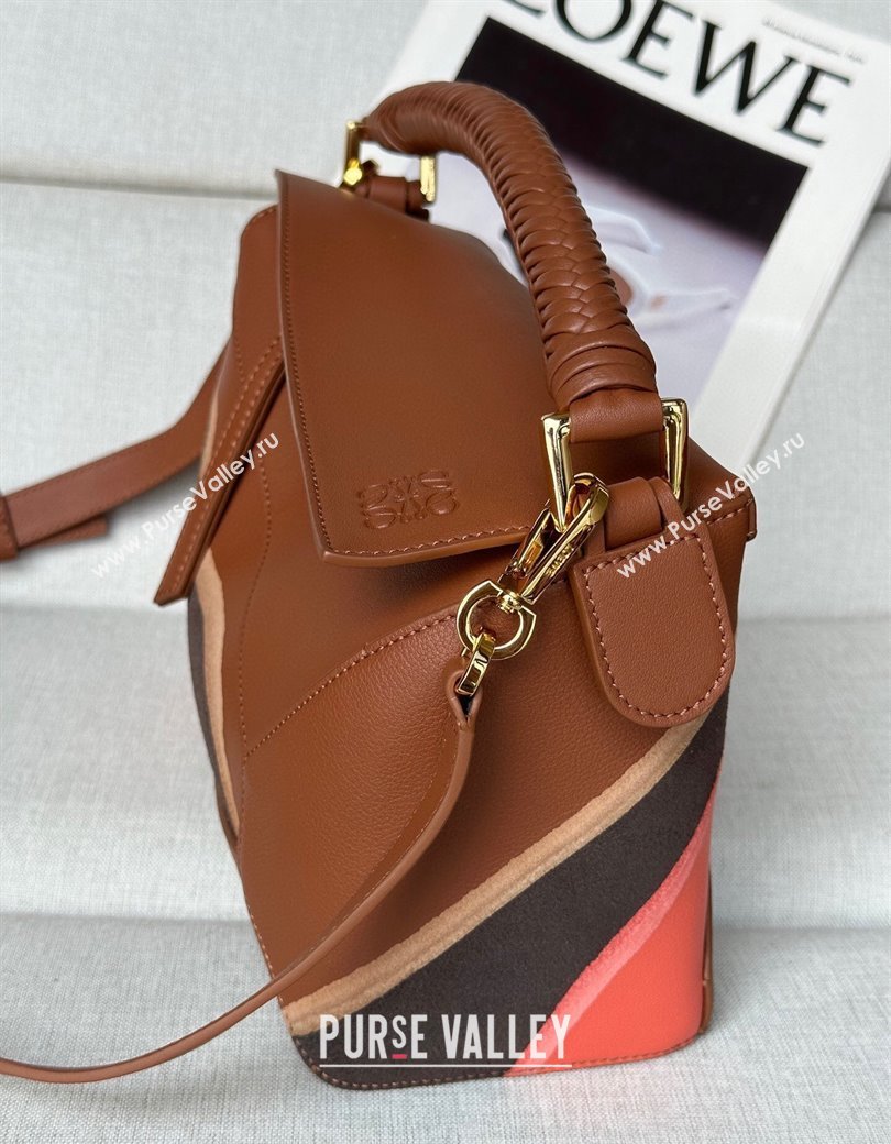 Loewe Small Puzzle Edge Landscape bag in nappa calfskin Pecan Brown 2025 ( No Charm) (YS-250925008)