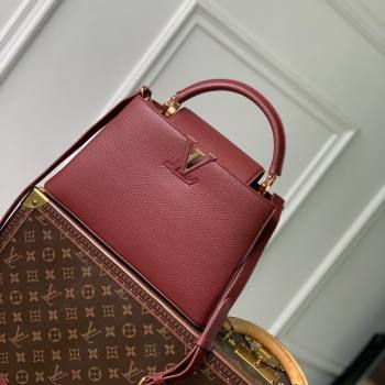 Louis Vuitton Capucines MM Bag in Taurillon Leather M25128 Griotte/Burgundy 2024 (K-24030415)