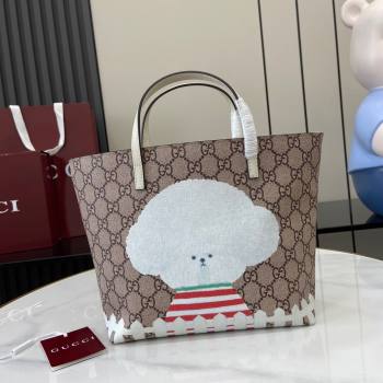 Gucci Childrens Dog Print Canvas Tote Bag 410812 Grey/White 02 2024 (XLU-24093021)