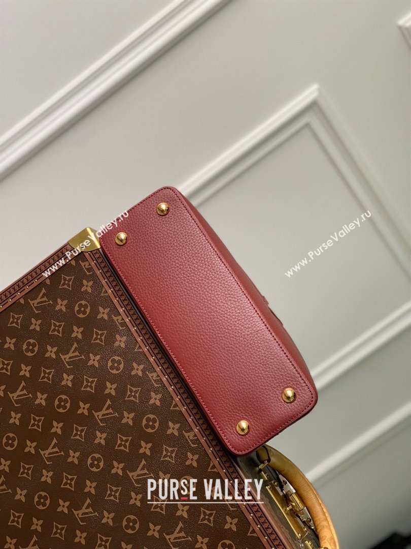 Louis Vuitton Capucines MM Bag in Taurillon Leather M25128 Griotte/Burgundy 2024 (K-24030415)