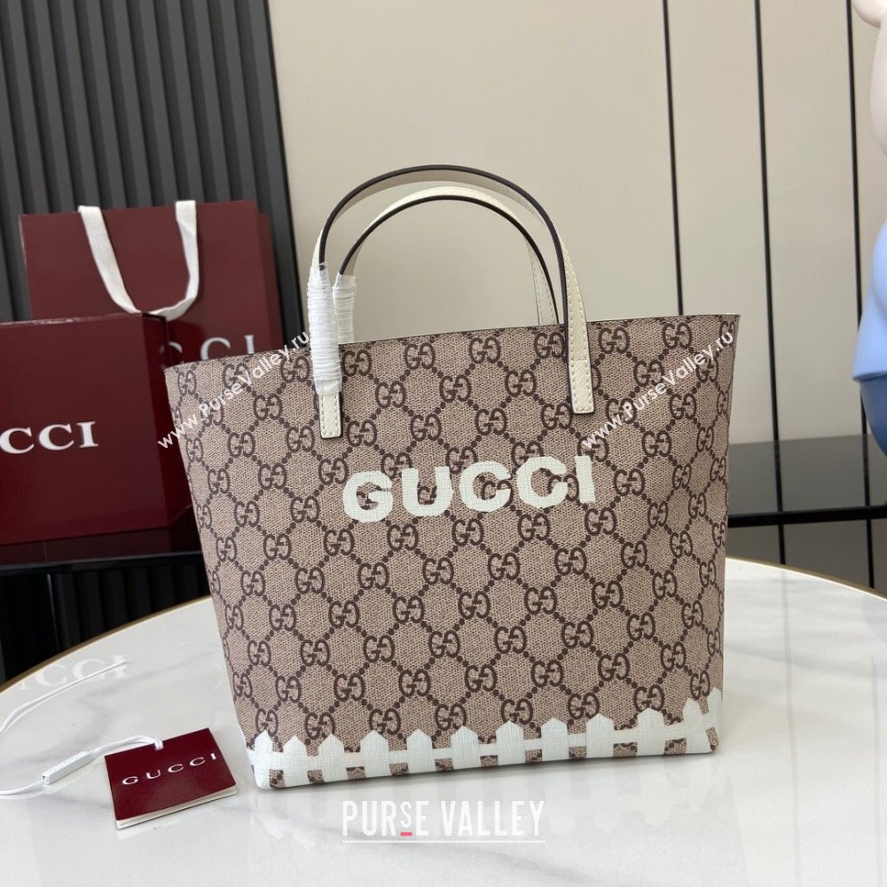 Gucci Childrens Dog Print Canvas Tote Bag 410812 Grey/White 02 2024 (XLU-24093021)