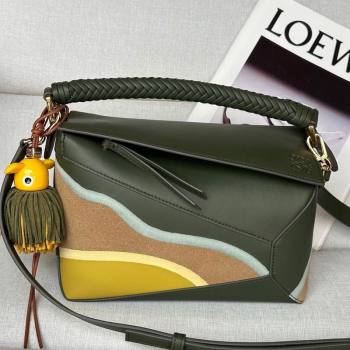 Loewe Small Puzzle Edge Landscape bag in nappa calfskin Bottle Green 2025 ( No Charm) (YS-250925009)