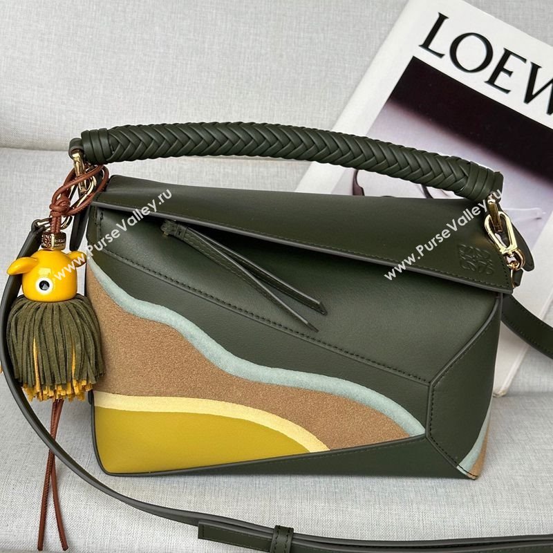 Loewe Small Puzzle Edge Landscape bag in nappa calfskin Bottle Green 2025 ( No Charm) (YS-250925009)