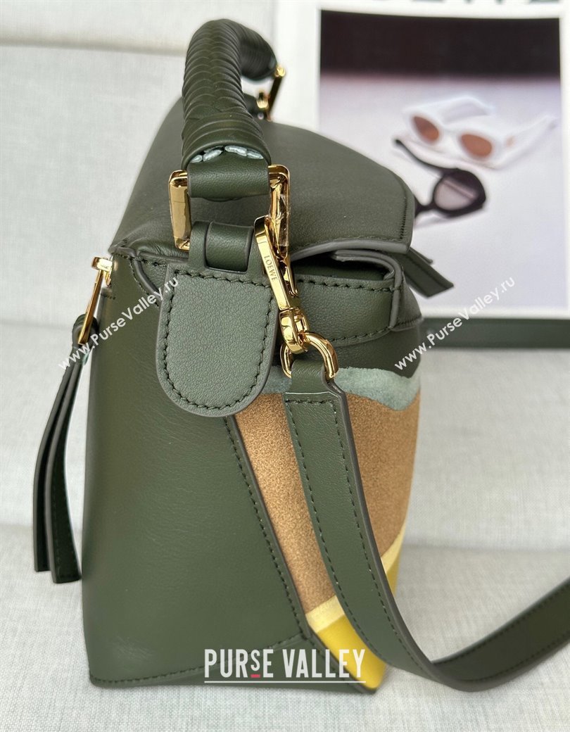 Loewe Small Puzzle Edge Landscape bag in nappa calfskin Bottle Green 2025 ( No Charm) (YS-250925009)