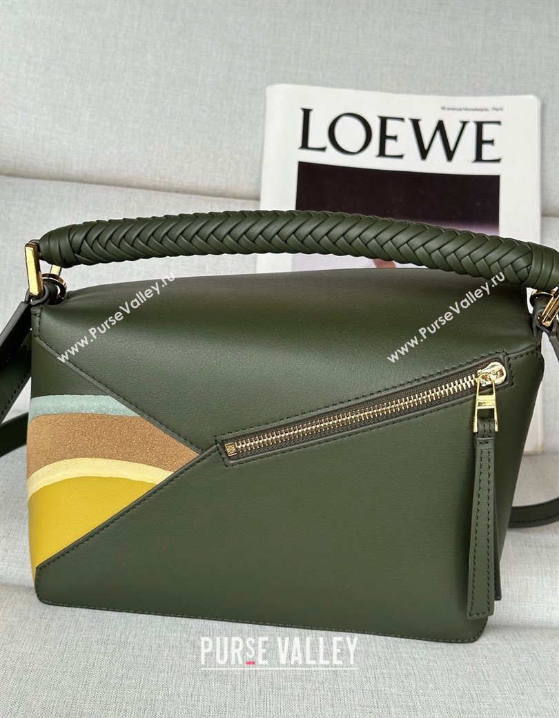 Loewe Small Puzzle Edge Landscape bag in nappa calfskin Bottle Green 2025 ( No Charm) (YS-250925009)