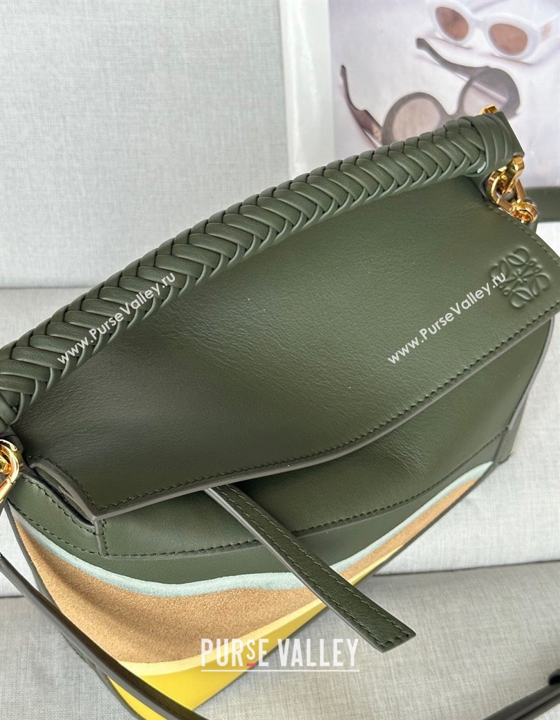 Loewe Small Puzzle Edge Landscape bag in nappa calfskin Bottle Green 2025 ( No Charm) (YS-250925009)