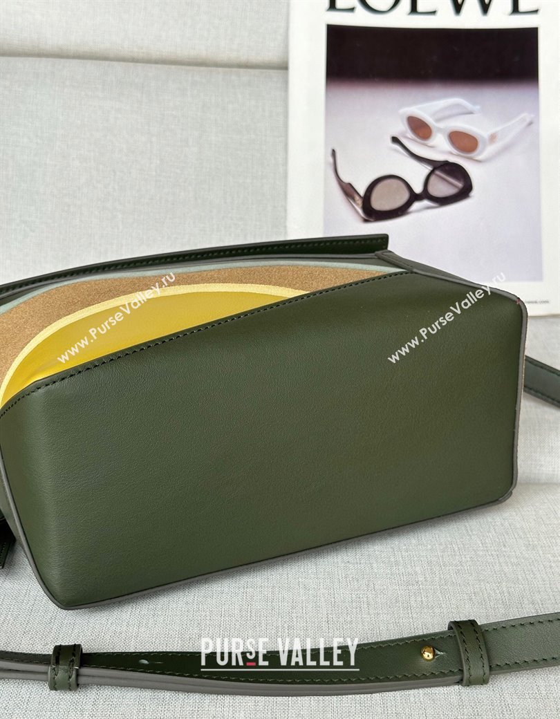 Loewe Small Puzzle Edge Landscape bag in nappa calfskin Bottle Green 2025 ( No Charm) (YS-250925009)