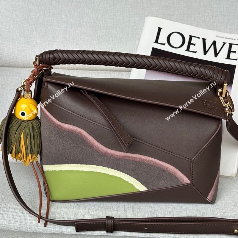 Loewe Small Puzzle Edge Landscape bag in nappa calfskin Chocolate Brown 2025 ( No Charm) (YS-250925010)