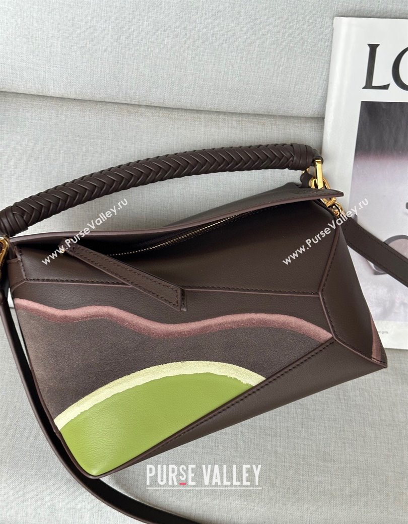 Loewe Small Puzzle Edge Landscape bag in nappa calfskin Chocolate Brown 2025 ( No Charm) (YS-250925010)