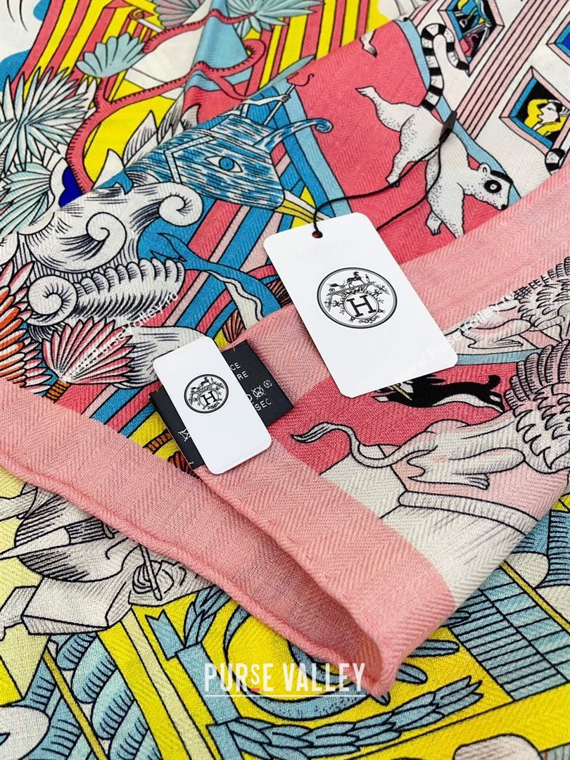 Hermes Cashmere Silk Sqaure Shawl Scarf 140cm H8624 Pink 2024 (A-24080624)