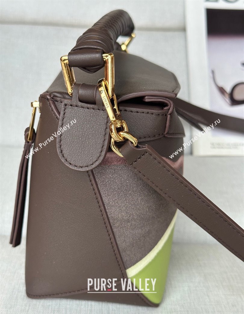 Loewe Small Puzzle Edge Landscape bag in nappa calfskin Chocolate Brown 2025 ( No Charm) (YS-250925010)