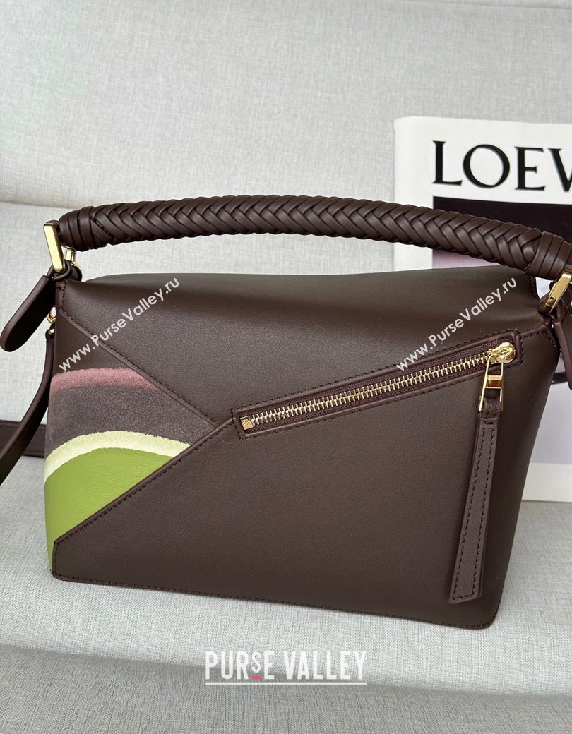 Loewe Small Puzzle Edge Landscape bag in nappa calfskin Chocolate Brown 2025 ( No Charm) (YS-250925010)