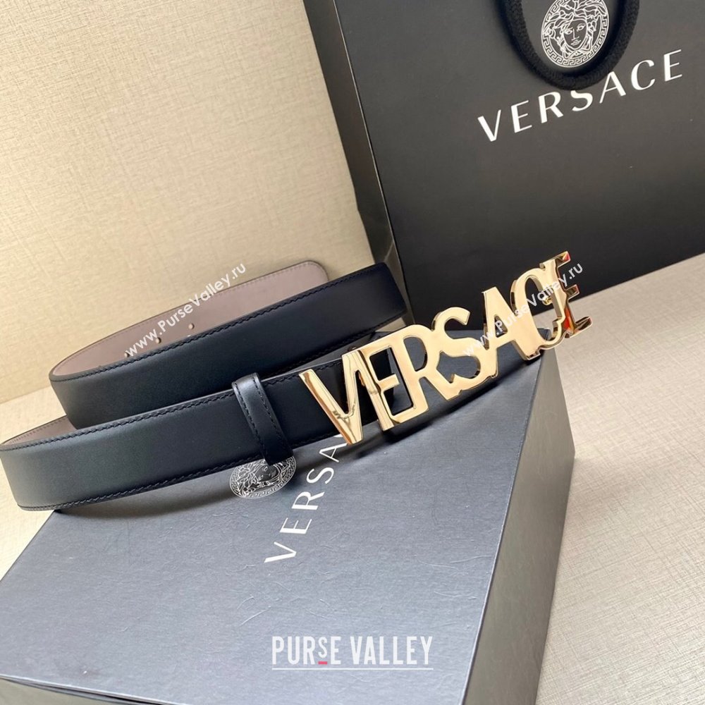 Versace Belt 3cm in Smooth Calfskin Black/Gold 2024 (YANG-24061924)