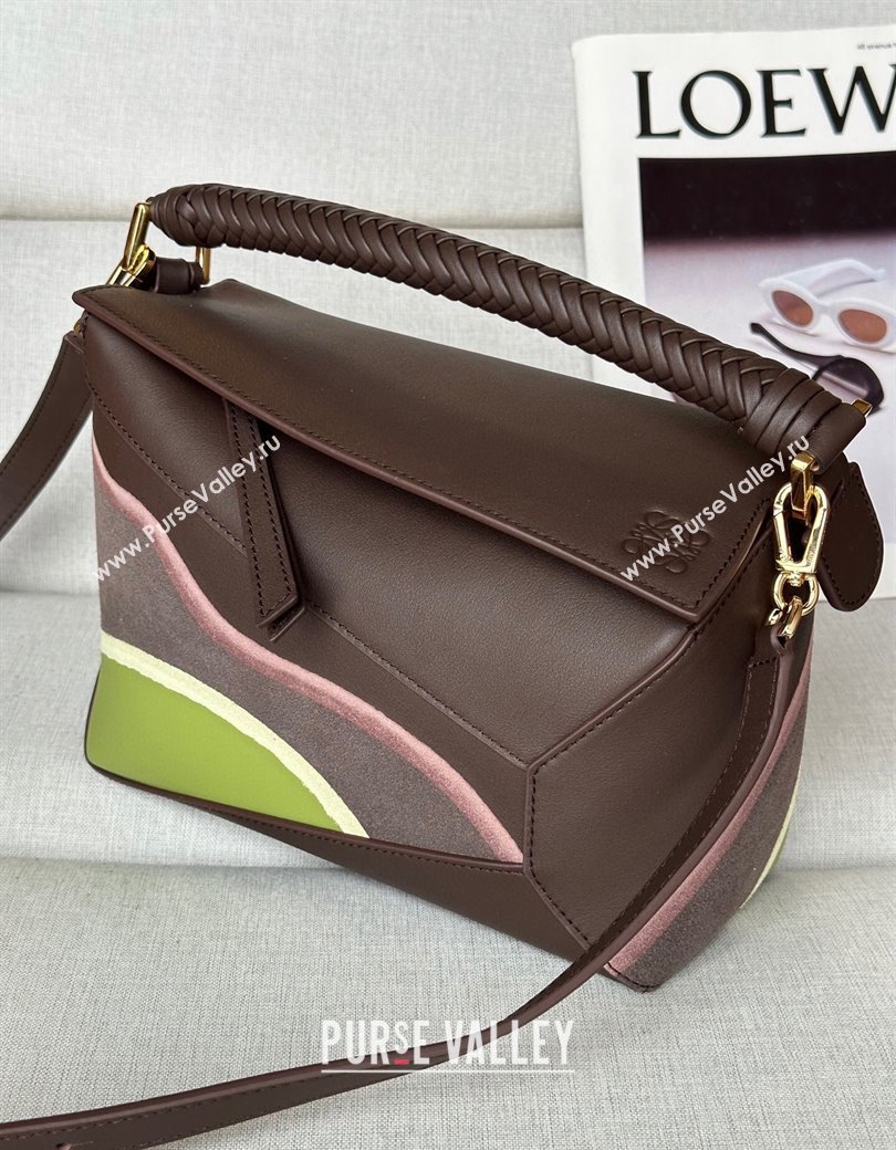 Loewe Small Puzzle Edge Landscape bag in nappa calfskin Chocolate Brown 2025 ( No Charm) (YS-250925010)