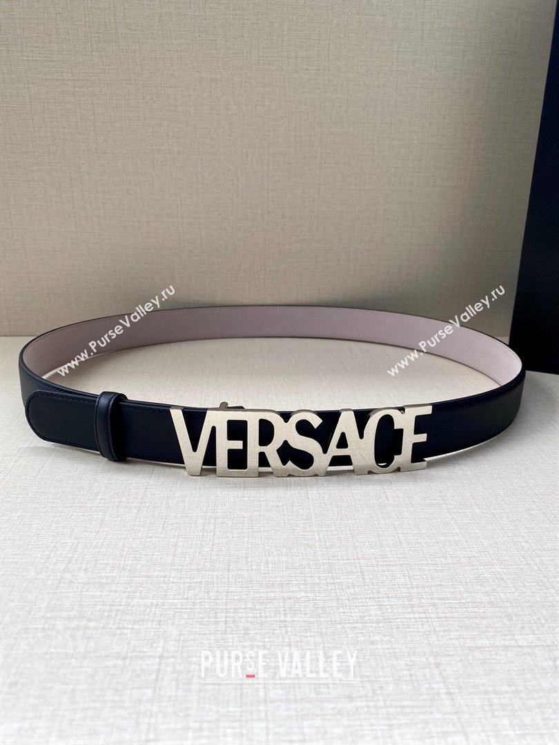 Versace Belt 3cm in Smooth Calfskin Black/Silver 2024 (YANG-24061923)