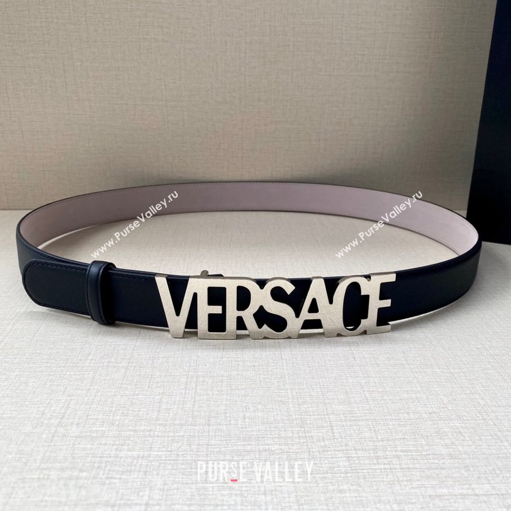 Versace Belt 3cm in Smooth Calfskin Black/Silver 2024 (YANG-24061923)