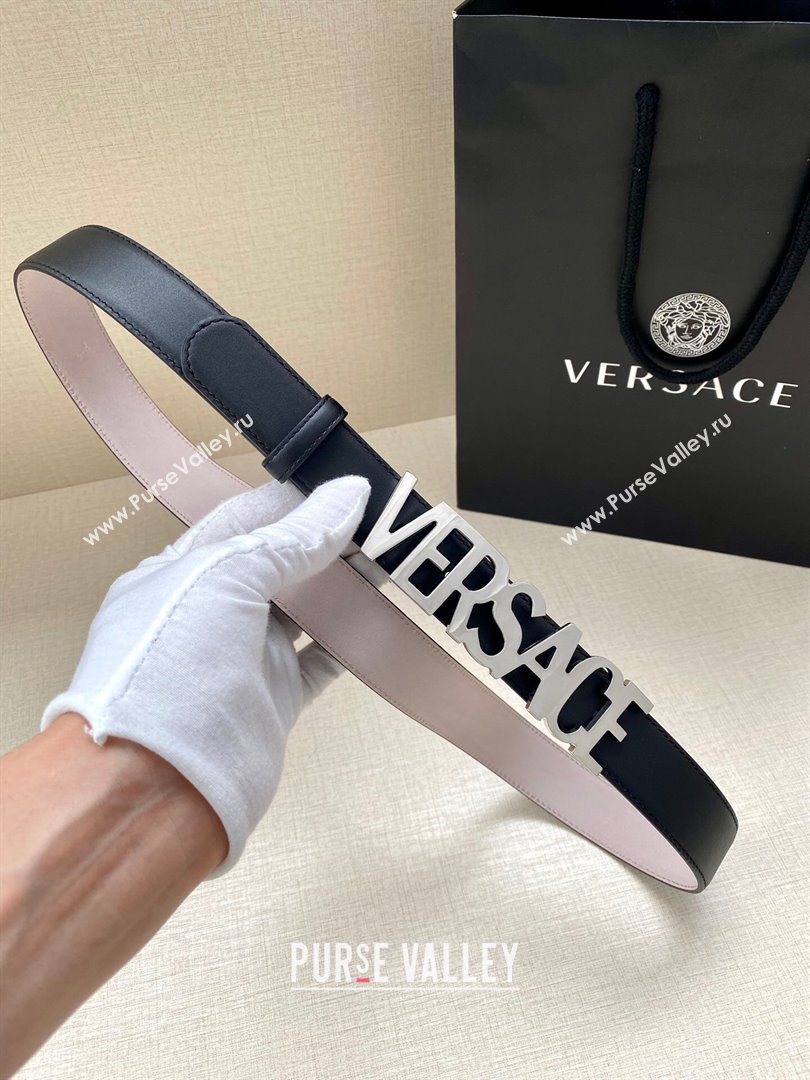 Versace Belt 3cm in Smooth Calfskin Black/Silver 2024 (YANG-24061923)