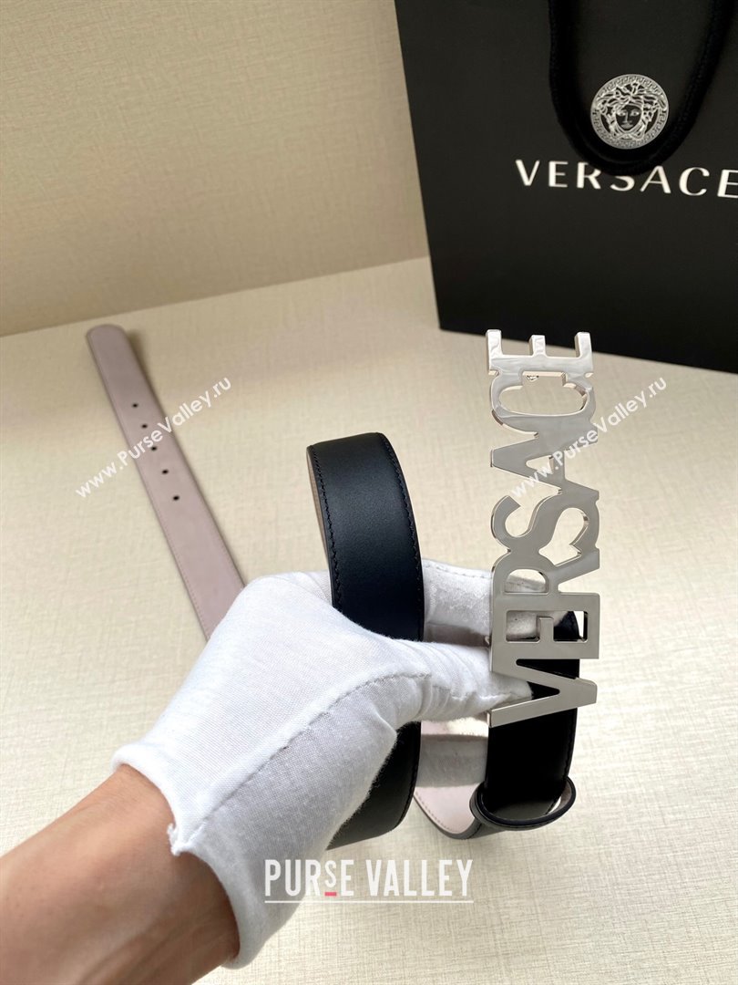 Versace Belt 3cm in Smooth Calfskin Black/Silver 2024 (YANG-24061923)