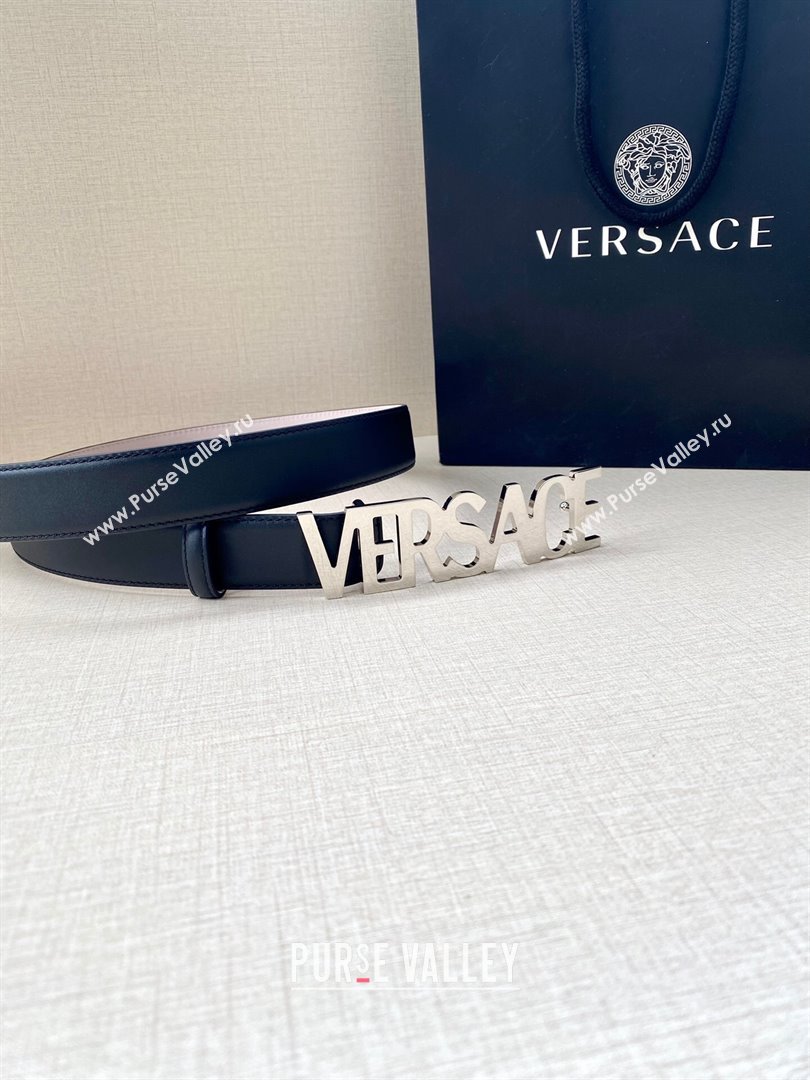 Versace Belt 3cm in Smooth Calfskin Black/Silver 2024 (YANG-24061923)