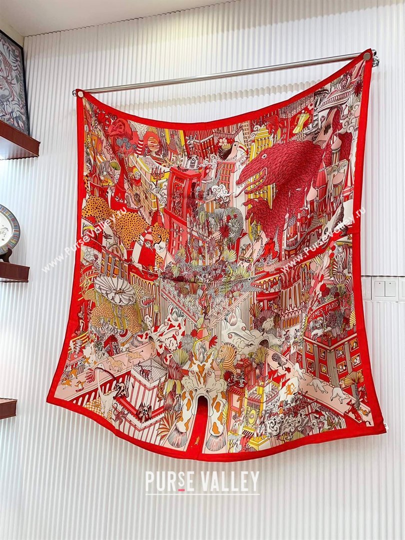 Hermes Cashmere Silk Sqaure Shawl Scarf 140cm H8625 Red 2024 (A-24080625)