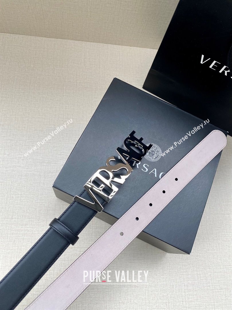 Versace Belt 3cm in Smooth Calfskin Black/Silver 2024 (YANG-24061923)