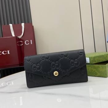 Gucci GG Long Wallet in Black GG Leather 772791 2024 (XLU-24093022)