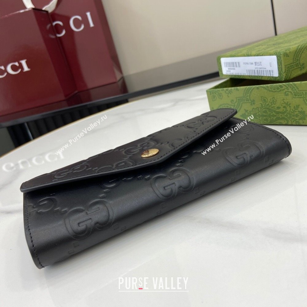 Gucci GG Long Wallet in Black GG Leather 772791 2024 (XLU-24093022)