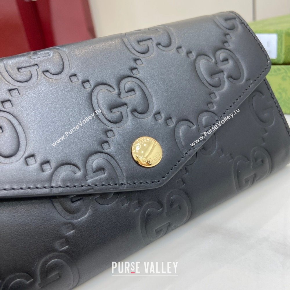 Gucci GG Long Wallet in Black GG Leather 772791 2024 (XLU-24093022)