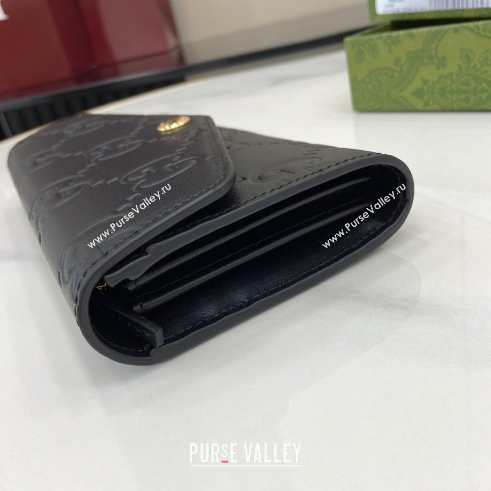 Gucci GG Long Wallet in Black GG Leather 772791 2024 (XLU-24093022)