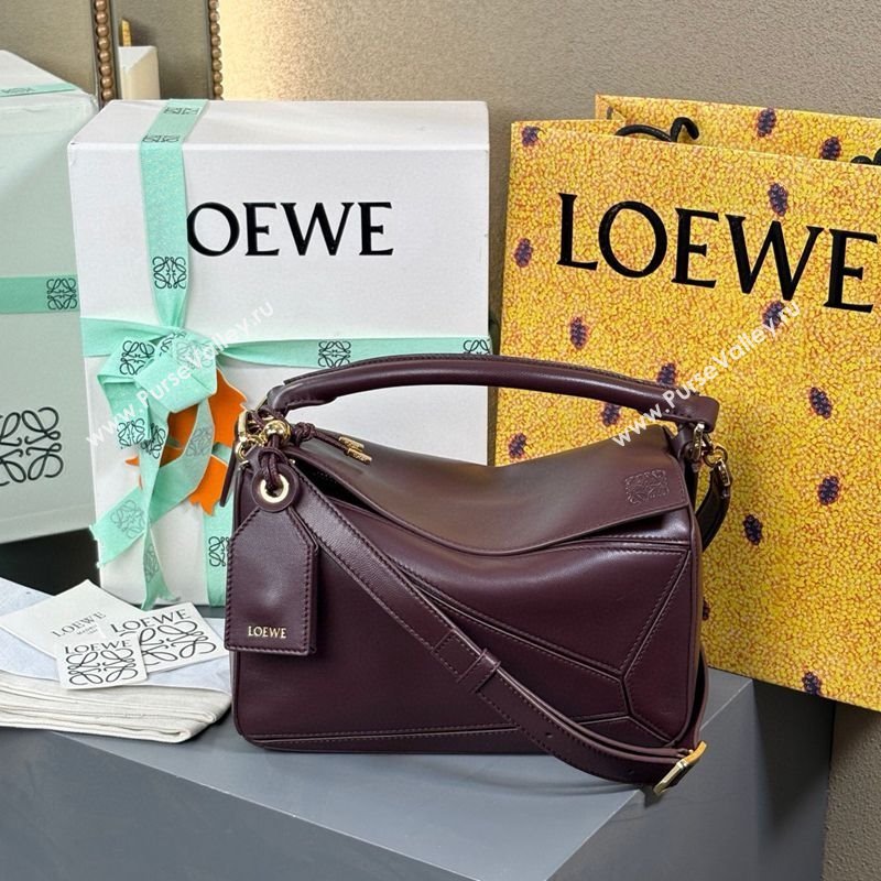 Loewe Small Featherlight Puzzle bag in nappa lambskin Dark Burgundy 2025 (YS-250925012)