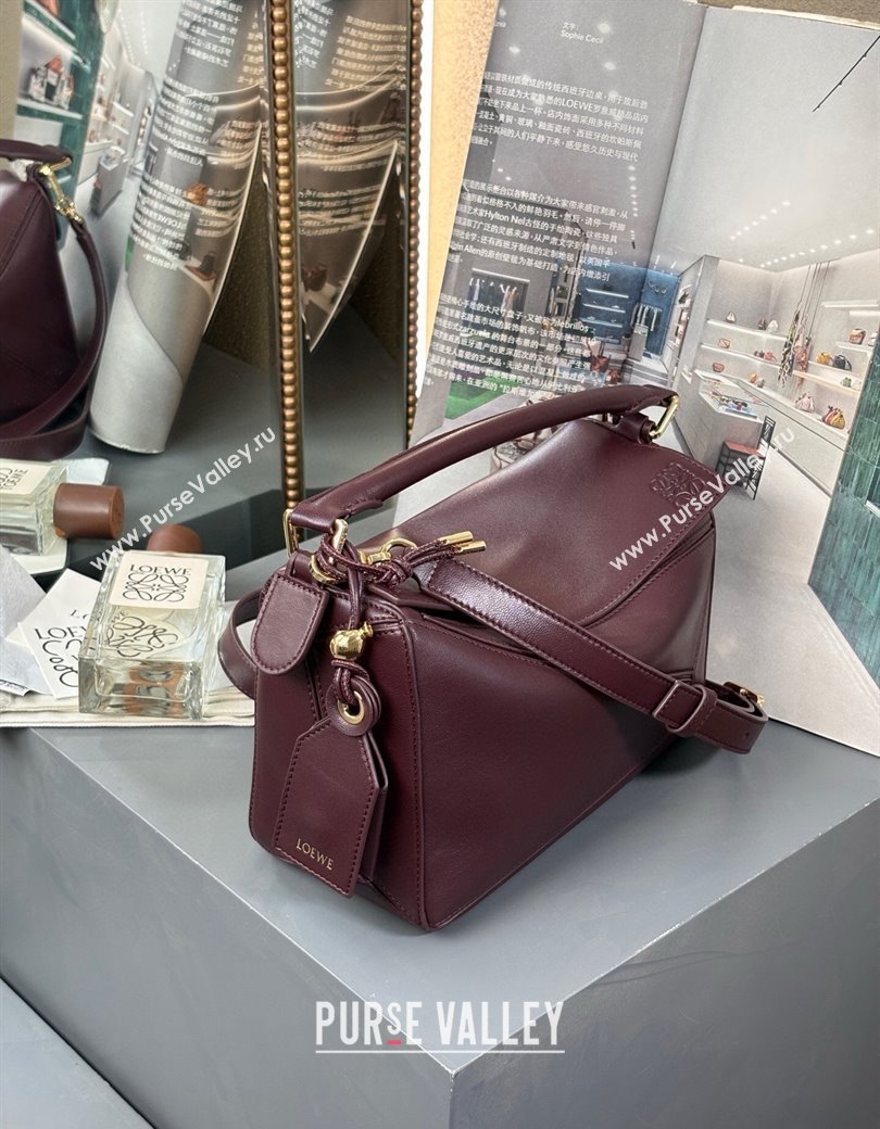Loewe Small Featherlight Puzzle bag in nappa lambskin Dark Burgundy 2025 (YS-250925012)