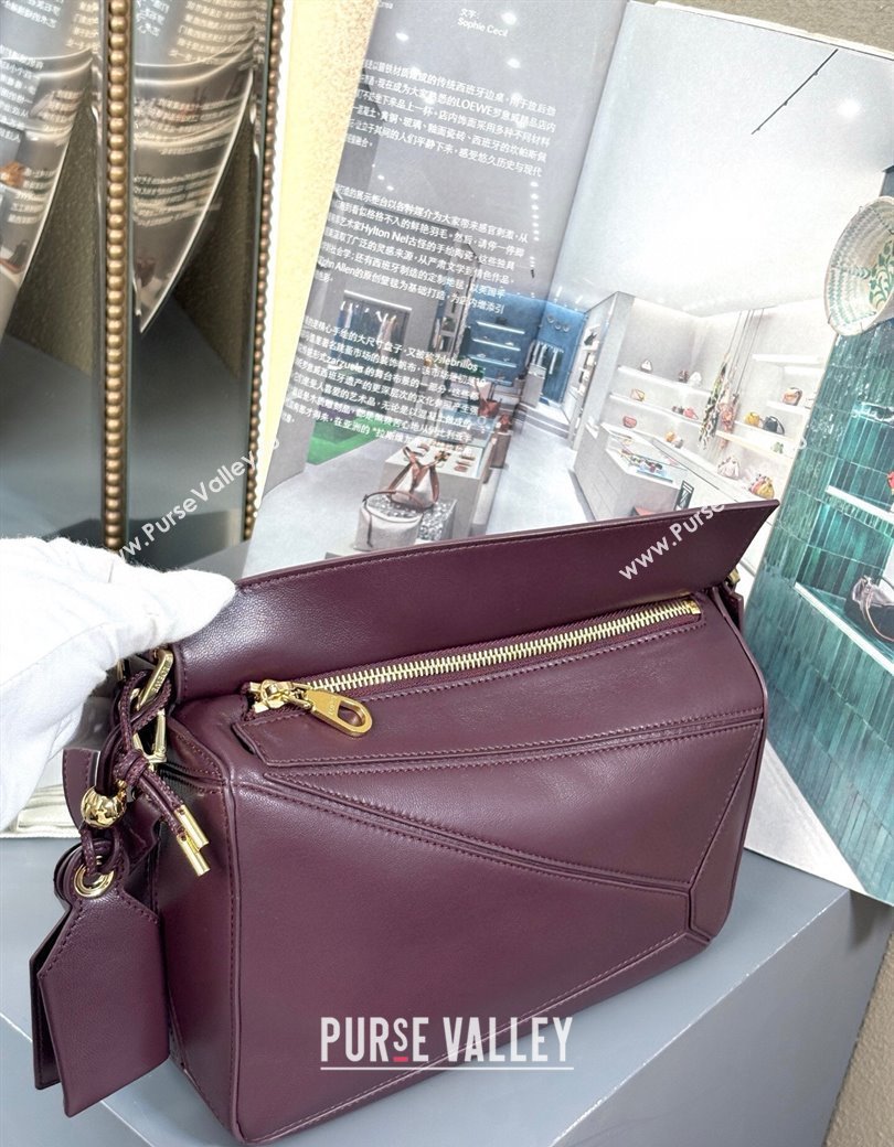 Loewe Small Featherlight Puzzle bag in nappa lambskin Dark Burgundy 2025 (YS-250925012)