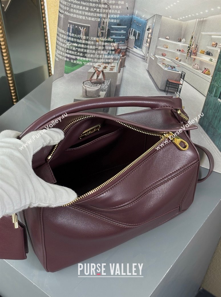 Loewe Small Featherlight Puzzle bag in nappa lambskin Dark Burgundy 2025 (YS-250925012)